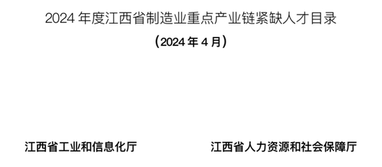 《2024年度江西省制造業(yè)重點產(chǎn)業(yè)鏈緊缺人才目錄》發(fā)布